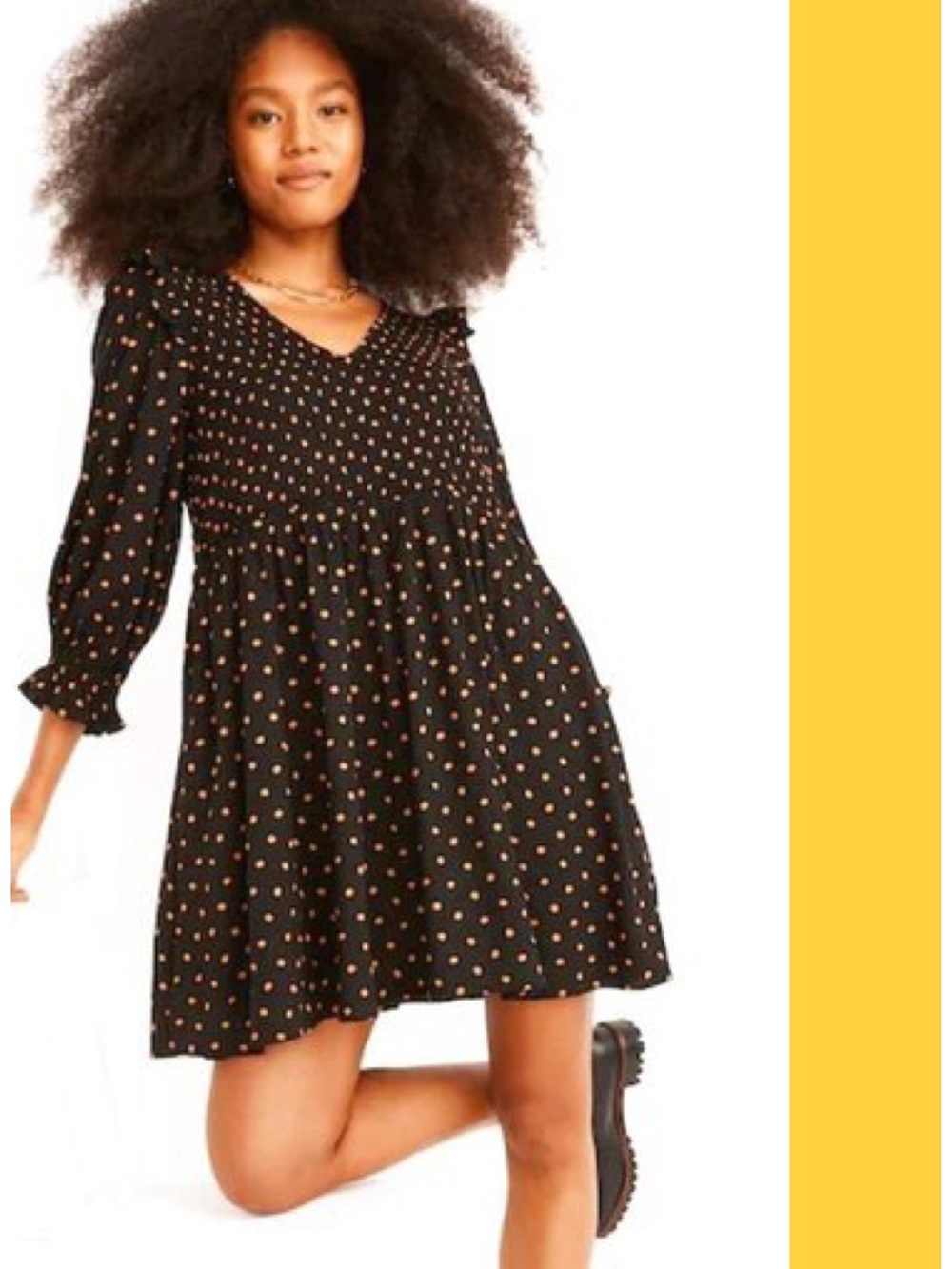 NWT Madewell Lucie V-Neck Smocked Mini Dress in Oval Polka Dot S Babydoll